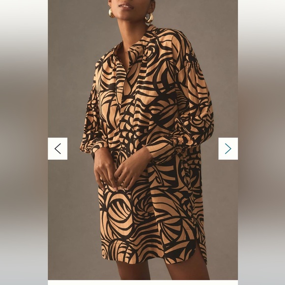 Anthropologie Black and Tan Long Sleeve Dress - Picture 4 of 5